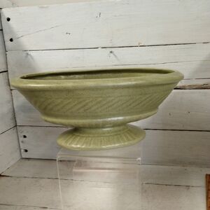Vintage MCM Haeger USA Pedestal Footed Pot Planter Green Art Pottery Farmhouse.